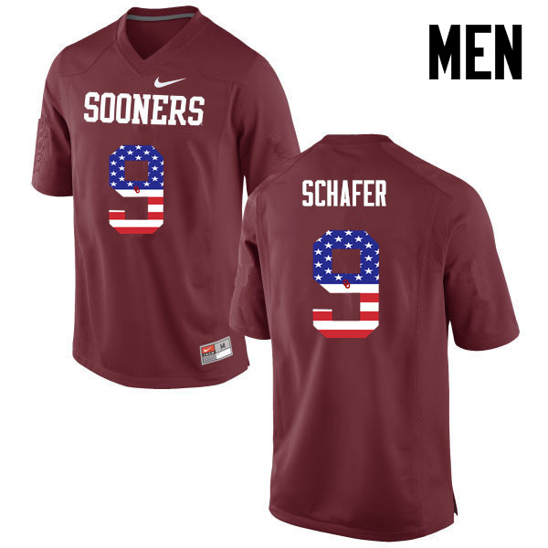 Oklahoma Sooners #9 Tanner Schafer College Football USA Flag Fashion Jerseys-Crimson